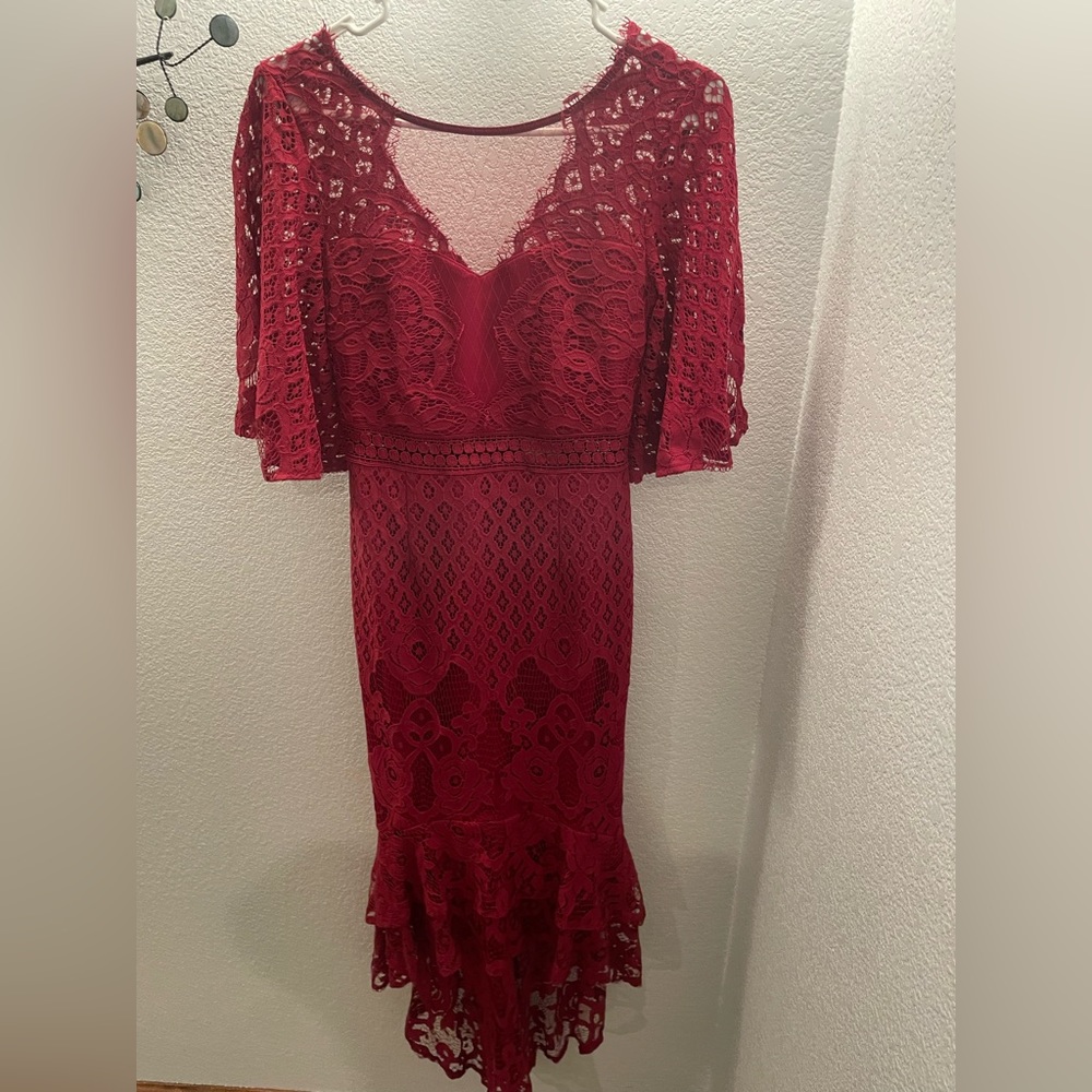 Red lace dress